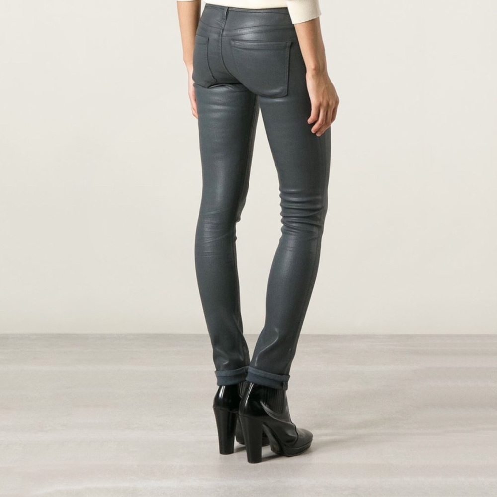 Citizens of Humanity Racer Charcoal Gray Coated Skinny Jeans Leatherette Size 25 - Picture 2 of 9